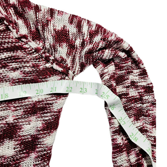 New Directions Crochet Knit Accent Sweater Bell Sleeves Sz. XL Raspberry & White - Picture 9 of 10